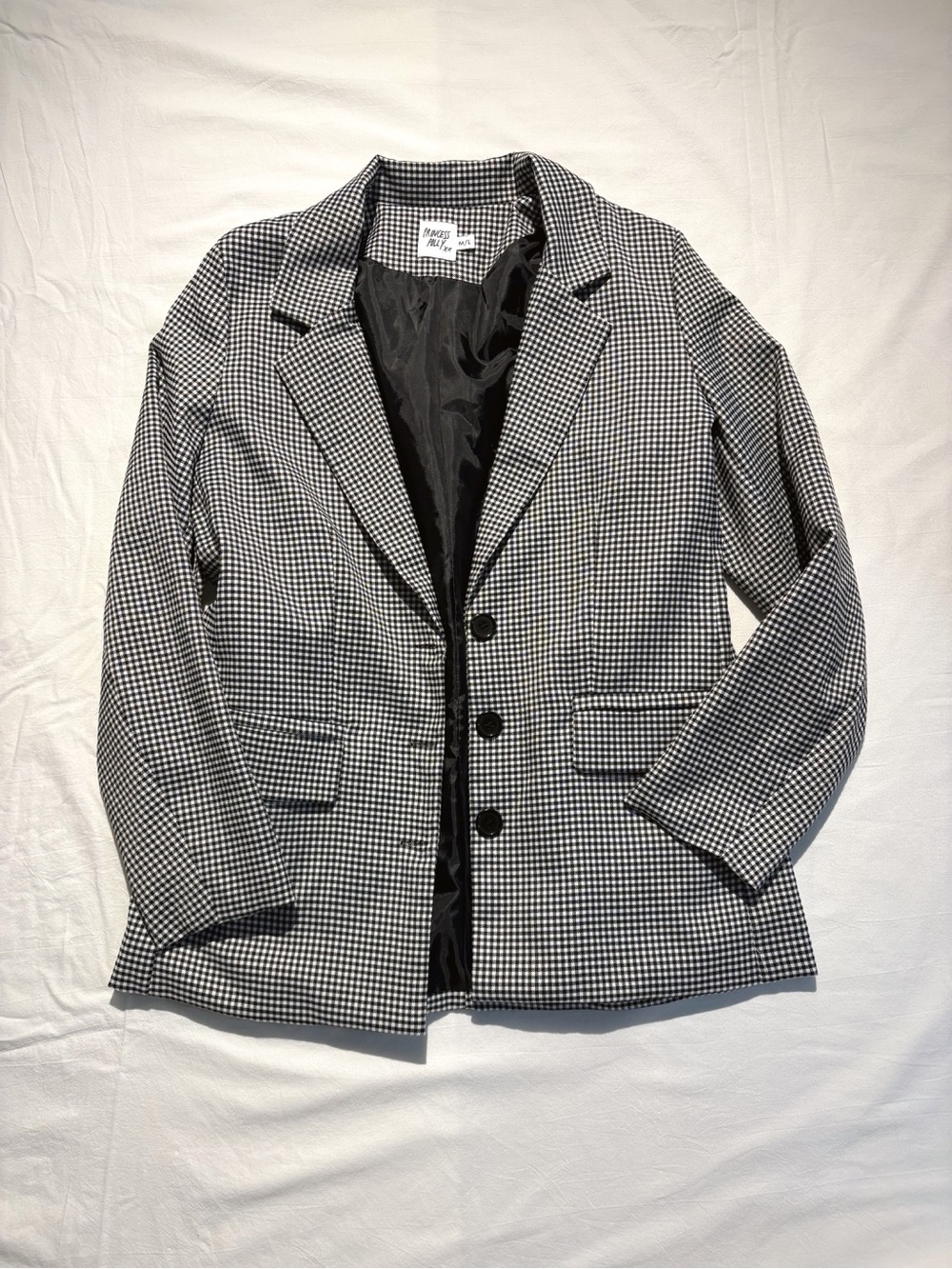 Princess Polly Black and White Checked Blazer Jacket M/L - Picture 3 of 6